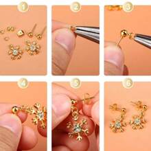 Kit de 60/120 piezas de pendientes de botón con perlas, que incluye postes de pendientes de bola, cierres de mariposa y anillos abiertos para hacer joyas DIY