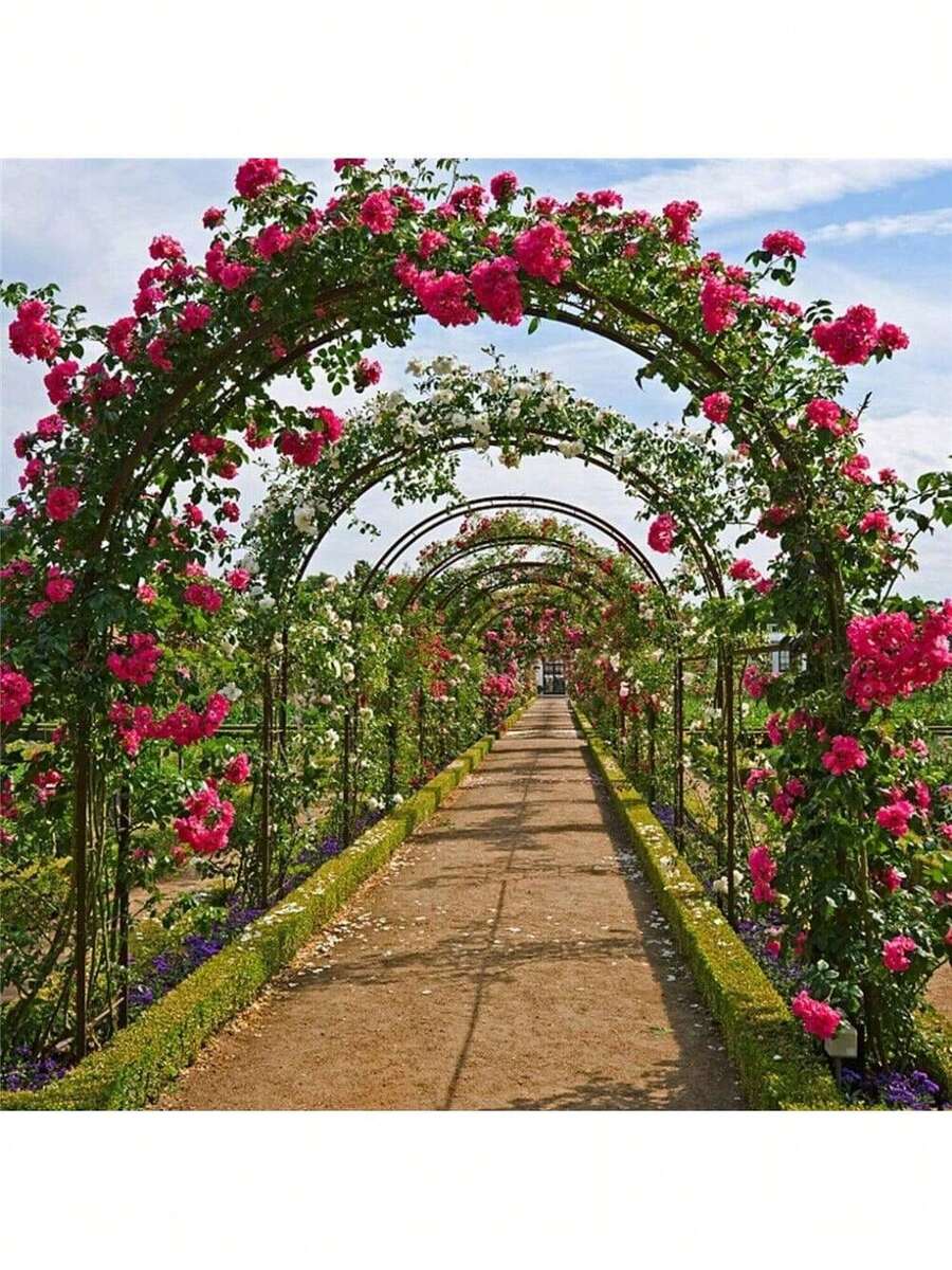 Heavy Duty Metal Garden Arch Trellis Arbour Outdoor Rose Climbing ...