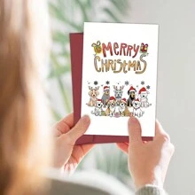 1pc Humorous Dog Christmas Card - Santa Paws Dog Design, Holiday Card For Dog Lover, Puppy Christmas Card For Family, Friends, Colleague, Unique Gift Idea With Envelope,Christmas