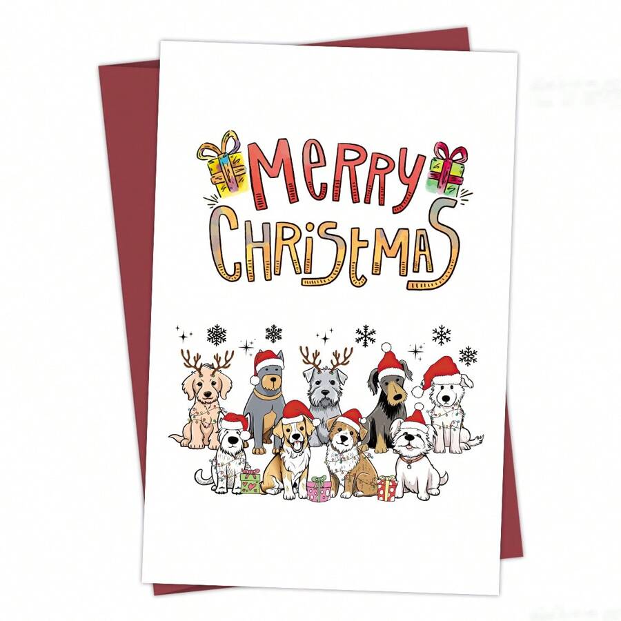 1pc Humorous Dog Christmas Card - Santa Paws Dog Design, Holiday Card For Dog Lover, Puppy Christmas Card For Family, Friends, Colleague, Unique Gift Idea With Envelope,Christmas