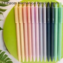 Ensemble de 12 crayons à papier mécaniques pastel : légers, rétractables avec des pointes de 0,5/0,7 mm pour l'art et l'écriture, poignée confortable pour la rentrée scolaire