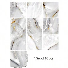 10 pièces/set Autocollant de sol imperméable de style marbre moderne en PVC à décoller et coller. Décalcomanies de sol pour la décoration de la maison, autocollants, décoration murale, décalcomanies vinyle pour la décoration de la maison, articles de décoration de printemps pour rafraîchir votre maison, autocollants de décoration Rama, cadeaux pour anniversaire et remise de diplôme