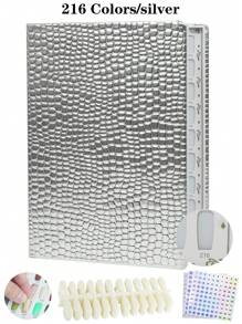 308/216/160/120 Marble Texture Professional Nail Art Display Book, DIY Nail Polish Color Chart Display Board, Includes Fake Nails Tools And Numbered Stickers, Premium Texture - Multicolor - View 12