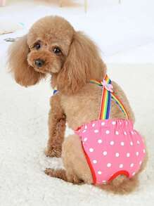 A Polyester Rainbow Strap Polka Dot Dog Diaper Suitable For Small Dogs Like Teddy And Bichon - Baby Pink - View 7