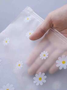 带花朵图案的透明储物袋磨砂拉链塑料袋，用于保持衣物清洁，运输包装袋，塑料密封袋，用于包装 T 恤衫、衬衫、化妆品、文件，塑料服装袋，医院袋，宿舍必需品，学校旅行必需品，家庭大学露营，户外度假收纳袋，衣柜收纳袋，卧室衣物收纳袋，家居 - 彩色 - 查看 2