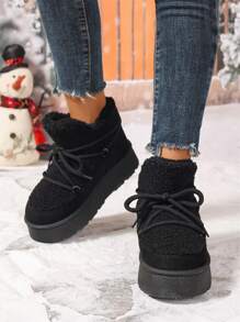 Thick Sole Snow Boots For Women, 2024 New Thick Thermal Lined Winter Casual Ankle Boots, Elevated Inside