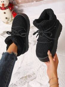 Thick Sole Snow Boots For Women, 2024 New Thick Thermal Lined Winter Casual Ankle Boots, Elevated Inside