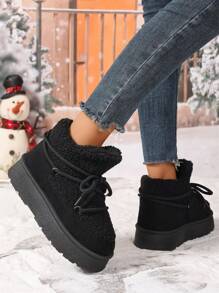 Thick Sole Snow Boots For Women, 2024 New Thick Thermal Lined Winter Casual Ankle Boots, Elevated Inside