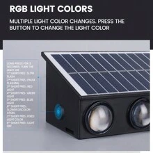 1 pieza Luz de pared solar, material de plástico, color RGB, luz de ambiente para exteriores, luz proyector decorativa de color, adecuada para exteriores, jardín, pared de villa, escaleras exteriores, balcón