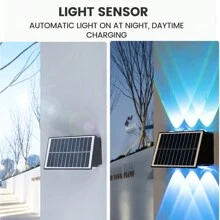 1 pieza Luz de pared solar, material de plástico, color RGB, luz de ambiente para exteriores, luz proyector decorativa de color, adecuada para exteriores, jardín, pared de villa, escaleras exteriores, balcón