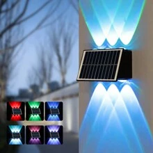 1 pieza Luz de pared solar, material de plástico, color RGB, luz de ambiente para exteriores, luz proyector decorativa de color, adecuada para exteriores, jardín, pared de villa, escaleras exteriores, balcón