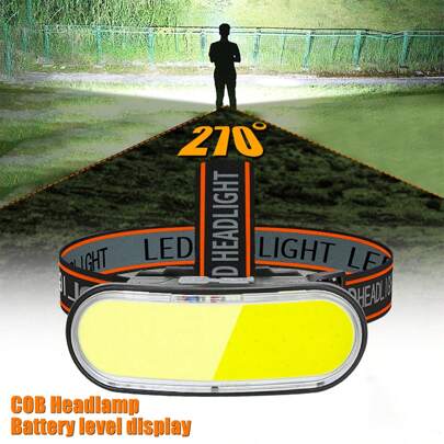 1 st utomhusstrålkastare med hög ljusstyrka camping bärbar uppladdningsbar multilägesstrålkastare långräckvidd nödhandtagslampa med strömdisplay för nattfiske, arbete, jakt, löpning, campingtillbehör