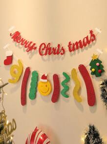 1set/1pc Merry Christmas Elderly Deer, Snowman, Gingerbread Man Felt Pull Flag Party Decorative Garland, Halloween, Halloween Decoration