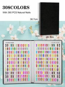 308/216/160/120 Marble Texture Professional Nail Art Display Book, DIY Nail Polish Color Chart Display Board, Includes Fake Nails Tools And Numbered Stickers, Premium Texture - Multicolor - View 11