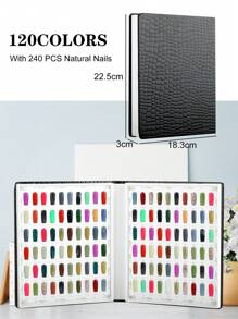 308/216/160/120 Marble Texture Professional Nail Art Display Book, DIY Nail Polish Color Chart Display Board, Includes Fake Nails Tools And Numbered Stickers, Premium Texture - Multicolor - View 8