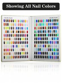 308/216/160/120 Marble Texture Professional Nail Art Display Book, DIY Nail Polish Color Chart Display Board, Includes Fake Nails Tools And Numbered Stickers, Premium Texture - Multicolor - View 3