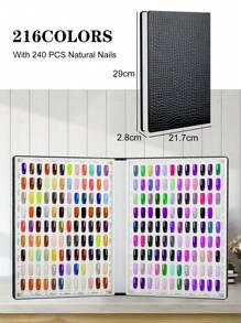 308/216/160/120 Marble Texture Professional Nail Art Display Book, DIY Nail Polish Color Chart Display Board, Includes Fake Nails Tools And Numbered Stickers, Premium Texture - Multicolor - View 10