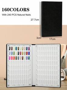 308/216/160/120 Marble Texture Professional Nail Art Display Book, DIY Nail Polish Color Chart Display Board, Includes Fake Nails Tools And Numbered Stickers, Premium Texture - Multicolor - View 9
