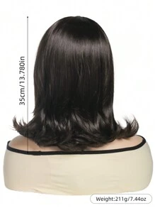 Ultimate Retro Chic 14-Inch Black Wig With Bangs | Heat-Resistant Synthetic Hair For Themed Parties And Halloween