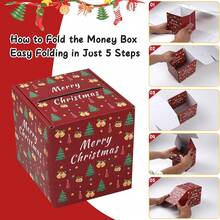 1 Set Caja de dinero Feliz Navidad Feliz Cumpleaños para regalo en efectivo, soporte con explosión sorpresa con tarjeta y 30 bolsas de plástico con adhesivo, ideas únicas de rollo de dinero DIY - Multicolor - Ver 4