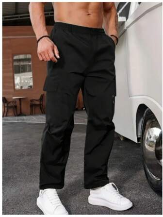 Men Multi-Pocket Cargo Pants, High Street Fashion Retro Casual Trousers, New Arrival