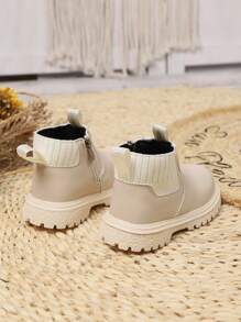 Children's New British Style Simple Boots, Real Leather Side Zipper, Waterproof & Anti-Slip, Suitable For Daily Life, Festivals, Balls, Performances - Beige - View 6
