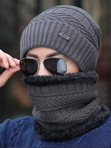 1 件装男女多色保暖针织帽，加厚冬季无檐帽带耳罩，适合秋冬季 - 咖啡棕 - 查看 6