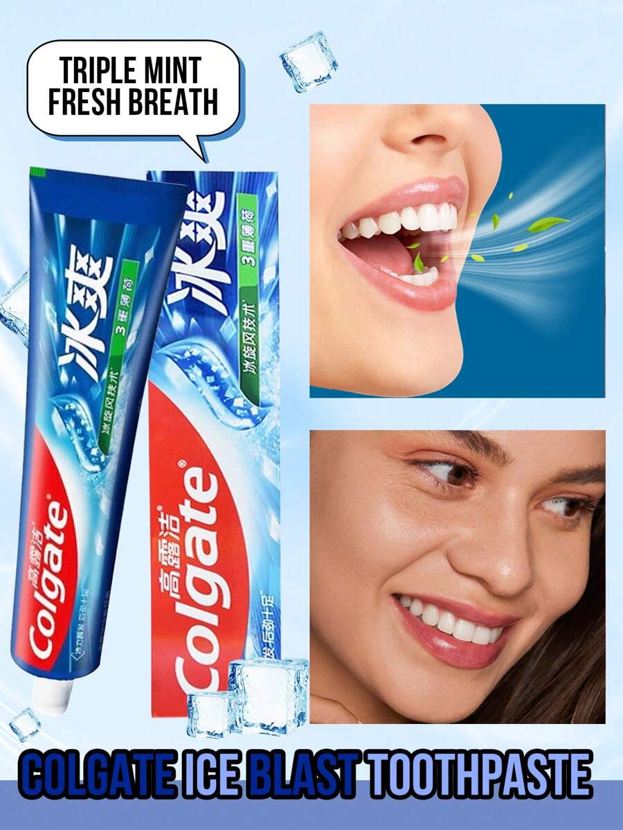 colgate Cooling Triple Mint Flavor Toothpaste, Breath-Freshening, Intense Coolness, Anti-Cavity, Strengthening Teeth, 1 Pc (120g/4.23 Oz ) - Mint Flavor - View 1