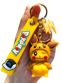 pokemon 1pc Creative Lottery Machine Keychain: Miniature Stress Relief Toy, Backpack Pendant Gift, Cartoon PVC Soft Rubber Car Bag Key Chain, Christmas Ornament