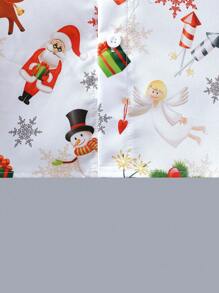 Tween Boy Santa Claus And Reindeer Pattern Long Sleeve Turndown Collar Shirt, Fashionable Casual Christmas Gift