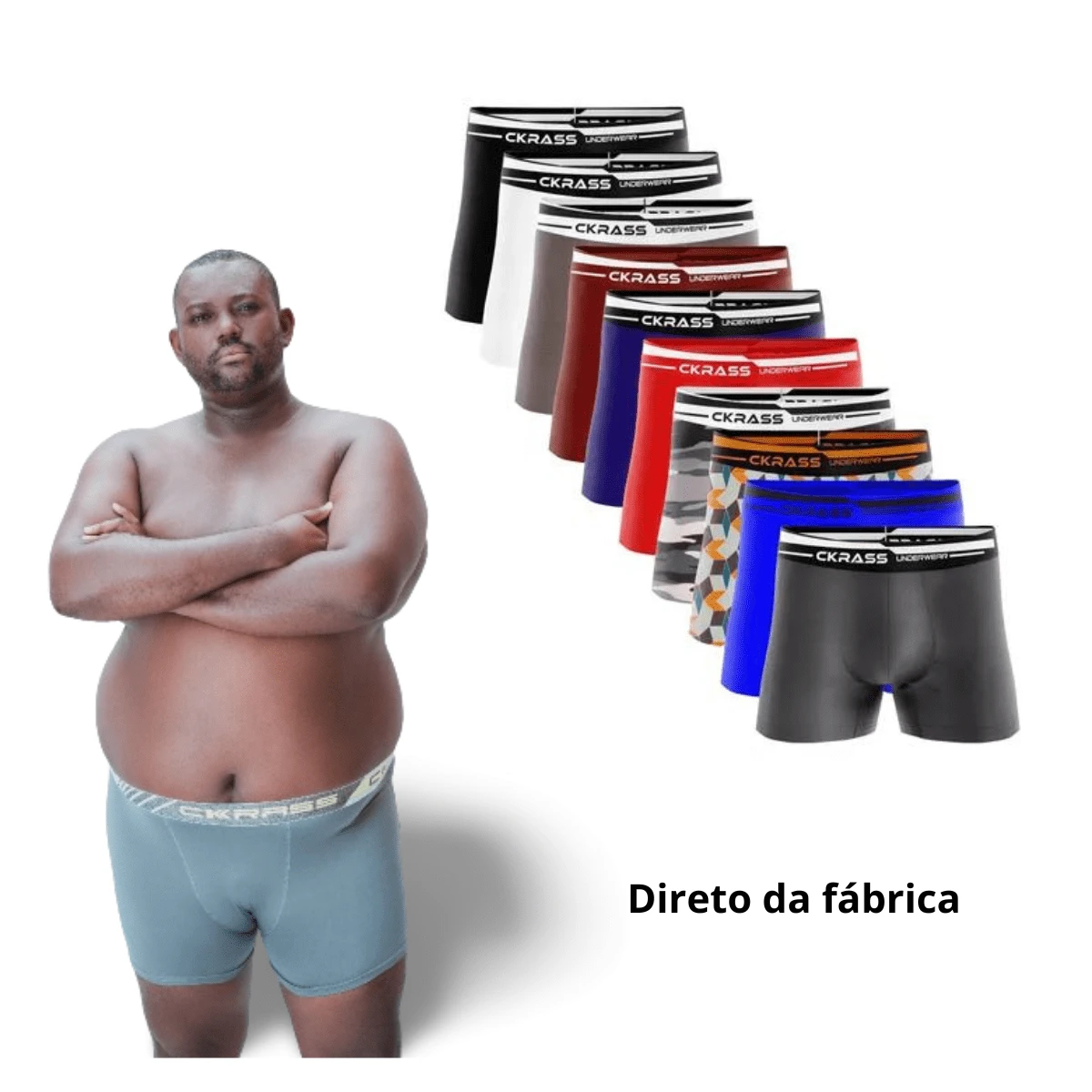 Ckrass Kit 5 Boxer Briefs Box Plus Size EXGG Extra Large Microfiber - Multicolor - View 1
