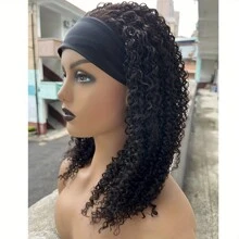 Headband Wig Short Bob Curly Wig Deep Wave Human Hair Wigs With Headband For Women Deep Curly 150% Density Glueless Full Machine Made Brazilian Remy Human Hair Deep Wavy Bob Wig Natural Color 12-16 Inch