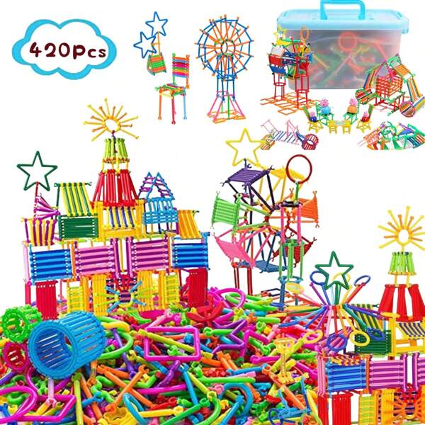 420 piezas Juego de construcción de bloques de construcción Barras de diferentes formas Set de construcción y ingeniería educativa 3D Rompecabezas, Kit creativo de conexión entrelazada, Juguetes de construcción, un gran juguete STEM para niños y niñas, Juguetes constructor de pajitas STEM, Juguetes de construcción Regalos de invierno, Duplo, Juguetes para niños>Otros juguetes educativos para niños, Juguetes para niñas
