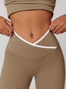 MASKERT Pantalon évasé de yoga pour femmes, pantalon casual à haute élasticité, pantalon de yoga, confortable et amical pour la peau