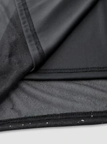 Women's Shiny Drawstring Asymmetric Ruffle Trim Slip Dress Party Dress Wedding Guest Dress - Black - View 9