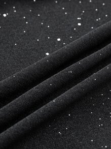 Women's Shiny Drawstring Asymmetric Ruffle Trim Slip Dress Party Dress Wedding Guest Dress - Black - View 10