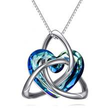 TOUPOP Quà tặng Ireland cho phụ nữ Dây chuyền Celtic Knot bằng bạc nguyên chất với mặt dây chuyền Trinity Knot pha lê Dây chuyền cho bé gái nhân dịp sinh nhật/tiệc/giáng sinh, bạc nguyên chất - Trái tim - Xem 1