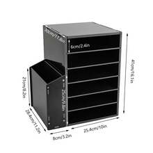 6 Compartments Mail Organizer, Mailbox For Classroom, Black Desktop Organizer With Side Cabinet, File Organizer, Paper Organizer For Classroom Home Office - Black - View 9