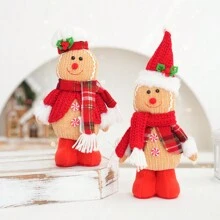 2 búp bê người đàn ông bánh gừng Giáng sinh – Tượng đứng đội mũ đầu bếp bằng vải dùng để trang trí ngày lễ – Đồ trang trí lễ hội cho gia đình, để bàn, cửa sổ – Không cần điện – Thích hợp cho Giáng sinh, Halloween, Năm mới – Trang trí theo phong cách quyến rũ cho nhiều phòng T - Nhiều màu - Xem 1