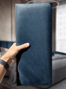 Modular Upholstered Headboards For 1.40m Double Beds Adhesive Module Panel - 藍色 - 查看 3