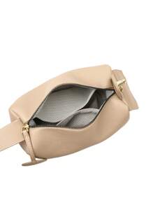 1 件纯色简约大容量多口袋斜跨手提包，适合女性日常使用手提包