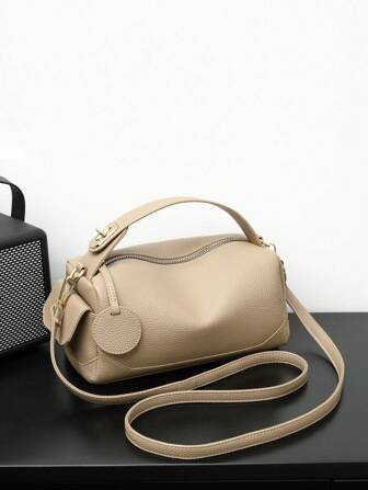 1pc Plain Minimalist Large Capacity Multi-Pocket Slanted Handbag, Suitable For Women's Daily Use Tote Bag