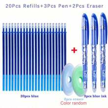 1set 25pcs Blue Friction Erasable Rollerball Pen Refills Back To School - Blue - View 12
