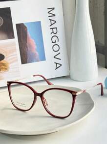 Women's SQUARE Modern Glasses Frame 68337 - 酒紅色 - 查看 4