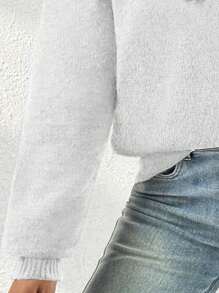 Sueter para dama de punto con lentejuelas fashion de moda - Blanco - Ver 4