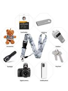 1pc Marble & Galaxy Pattern Lanyard, Suitable For Doctors, Nurses, Students, Teachers, Exhibition Staff ID Badge Holders, Can Be Used As Exhibition, Gift, Keychain Or Daily Use Car Accessories Bag Charm School
