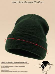 1pc Unisex Outdoor Warm Solid Color Cuffed Knit Beanie Hat, Versatile,Summer,Beach,Holiday,Festival,Travel - Green - View 4