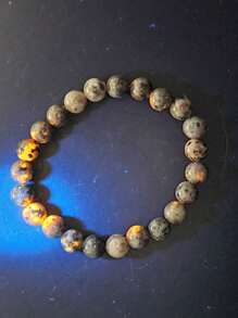 YAUKIA 1 件火焰石手链天然 Yooperlite 手链紫外线反应发光圆珠手链冥想瑜伽 8 毫米 10 毫米 - 彩色 - 查看 4