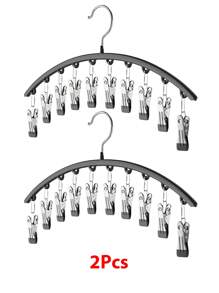 1pc Clothes Hanger, Hanging Rack Space-Saving Curved Hanger For Yoga Pants And Leggings - Closet Organizer With 10 Clips, Pants Socks Hanger For Clothes Shops Valentine DAY, Valentines Wedding, Birthday