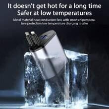 4-In-1 Fast Charging Car Charger Digital Display Voltage 120w Fast Charging With Lightning & Type-C Telescopic Charging Cable USB And Type-C Dual Output Port Car Charger Car Cigarette Lighter Charger